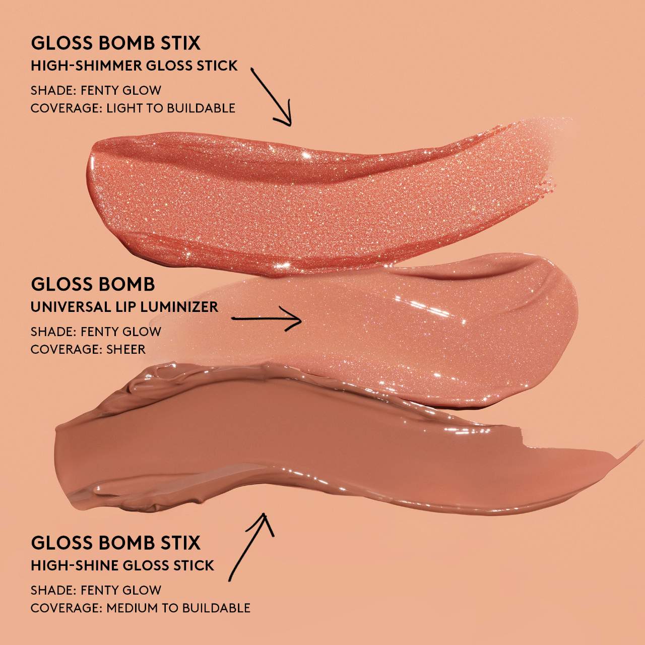 Pre orden: Fenty Beauty by Rihanna | Gloss Bomb Stix High-Shine Gloss Stick | Shimmer finish - Standard size