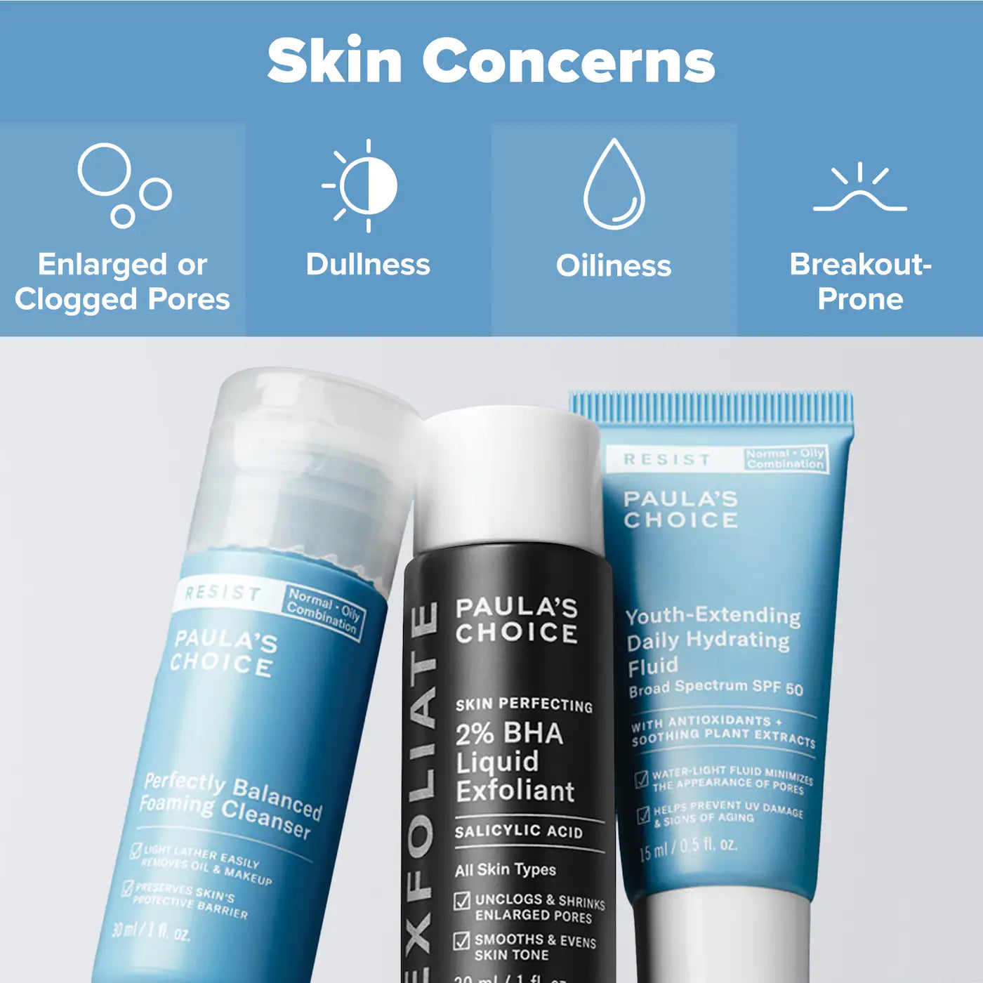 Pre-order: Paula's Choice | Mini Must-Haves with 2% BHA Exfoliating Toner, Foaming Cleanser, & SPF 50