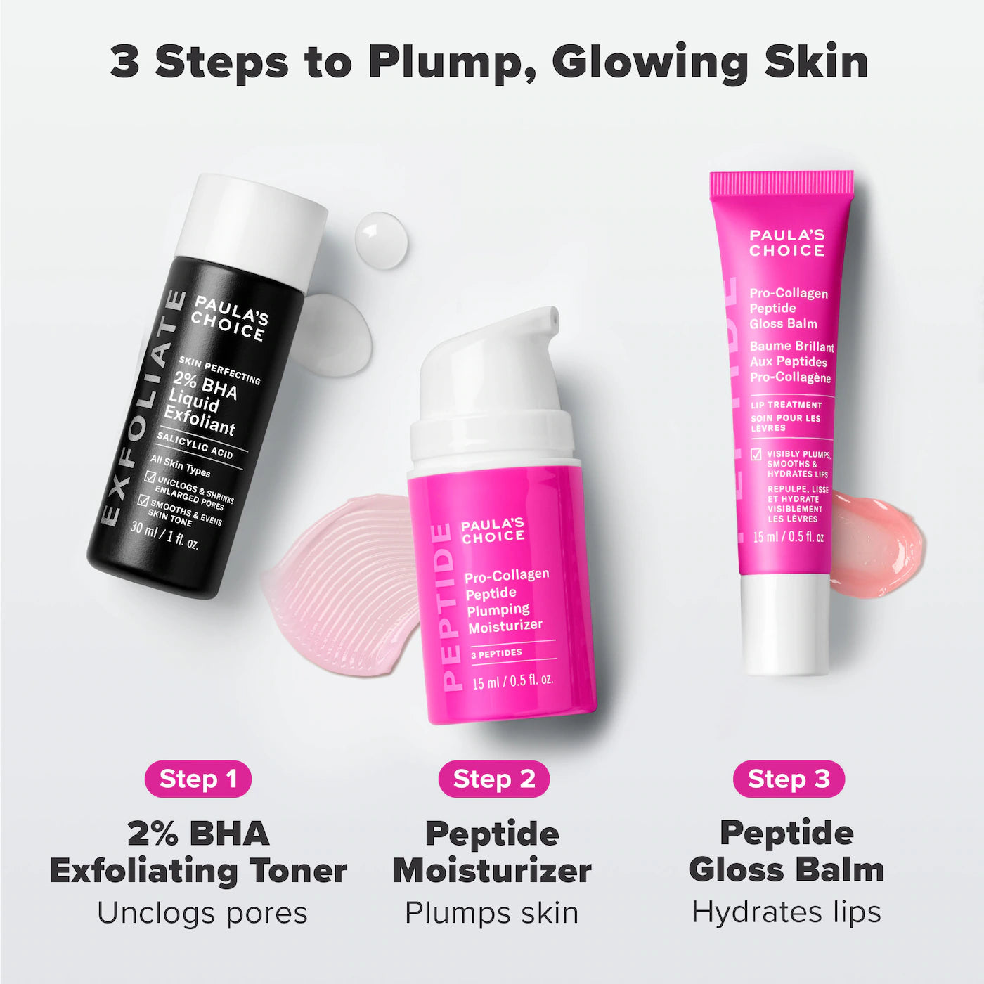 Pre-orden: Paula's Choice | Plump & Glow 3-Step Kit for Clear, Firm Skin