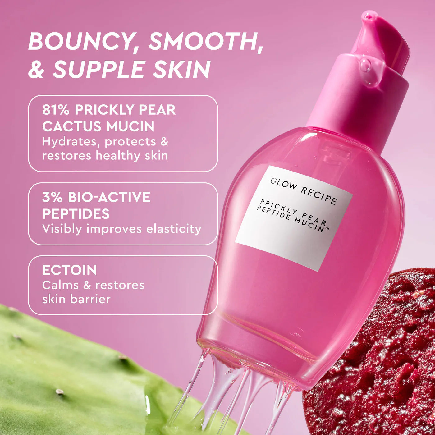 Pre-orden: Glow Recipe | Prickly Pear Peptide Bouncy + Hydrating Skin Barrier Vegan Mucin Serum
