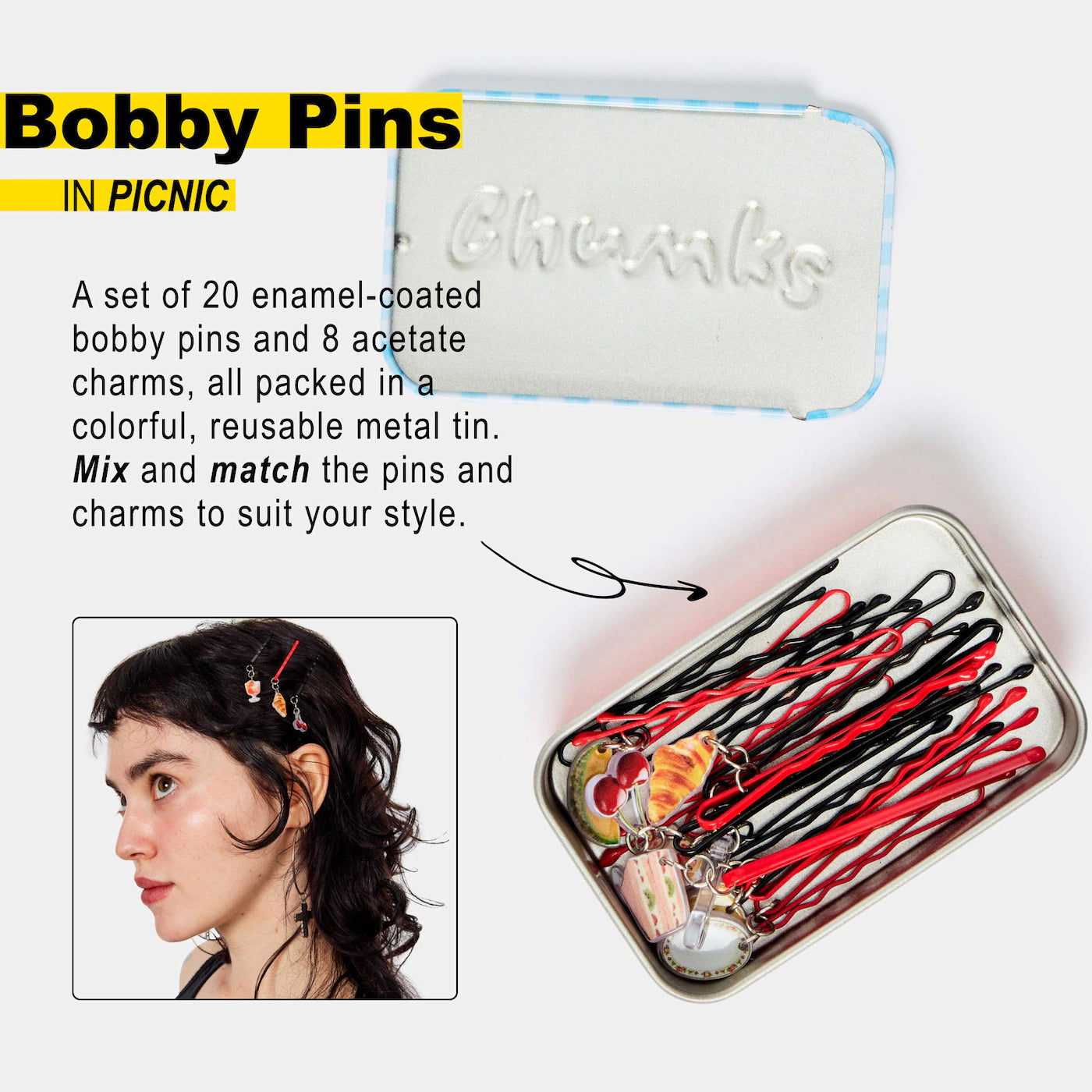 Pre-orden: Chunks | Picnic Hair Bobby Pins with Charms