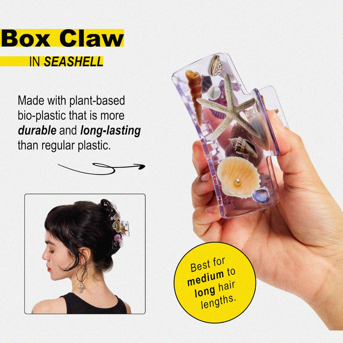 Pre-orden: Chunks | Box Hair Claw Clip in Seashell