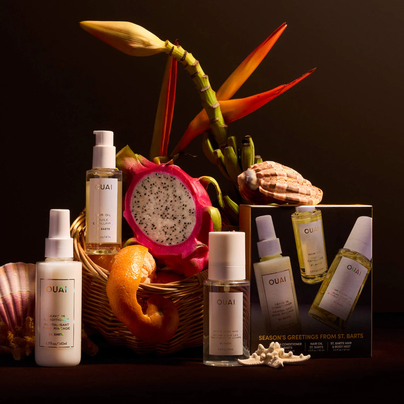 Pre-orden: Ouai | St. Barts Hair & Body Mist, Leave In Conditioner & Hair Oil Gift Set