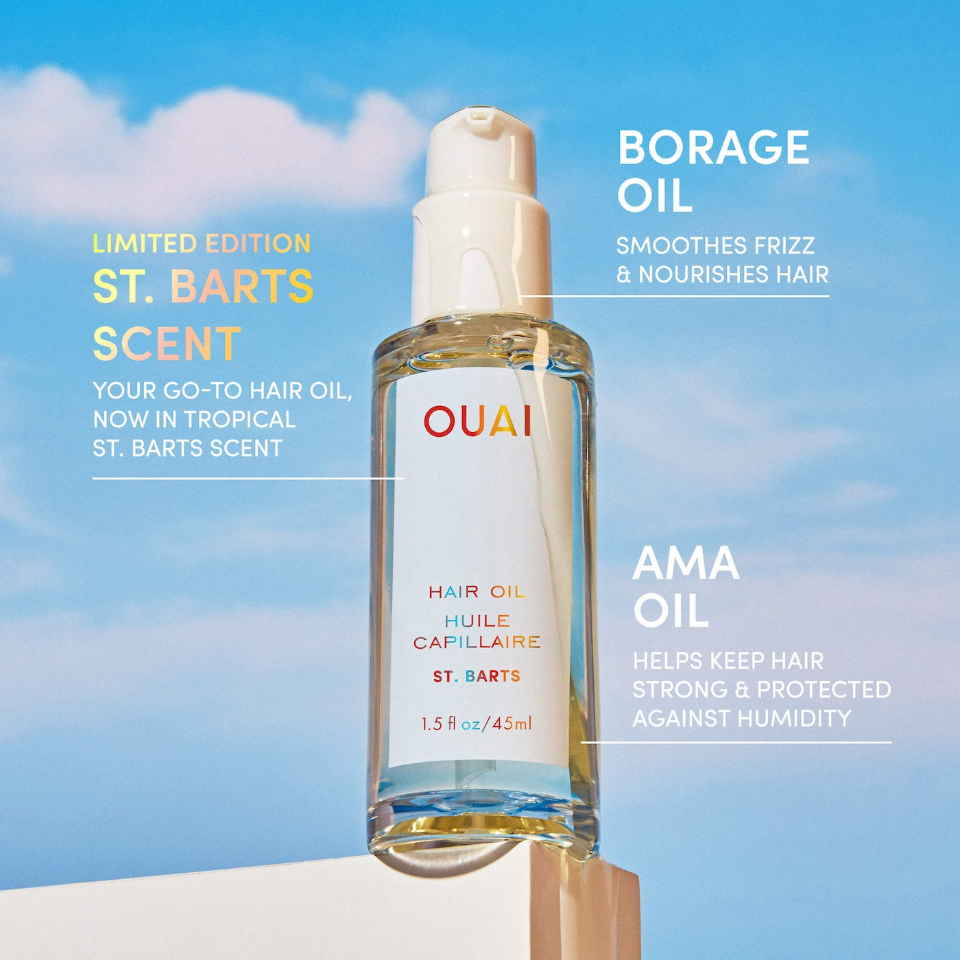Pre-orden: Ouai | St. Barts Hair & Body Mist, Leave In Conditioner & Hair Oil Gift Set