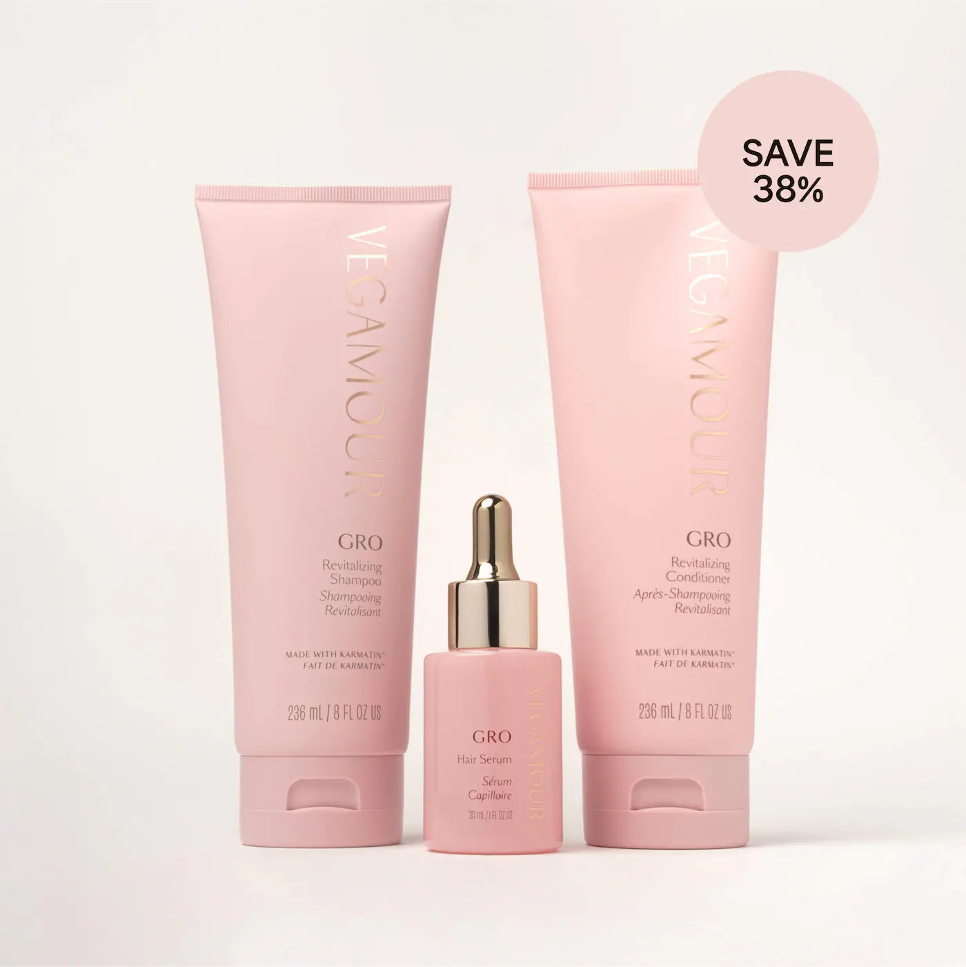 Pre-orden: Vegamour | GRO Hair Serum and Shampoo & Conditioner Hair Gift Set