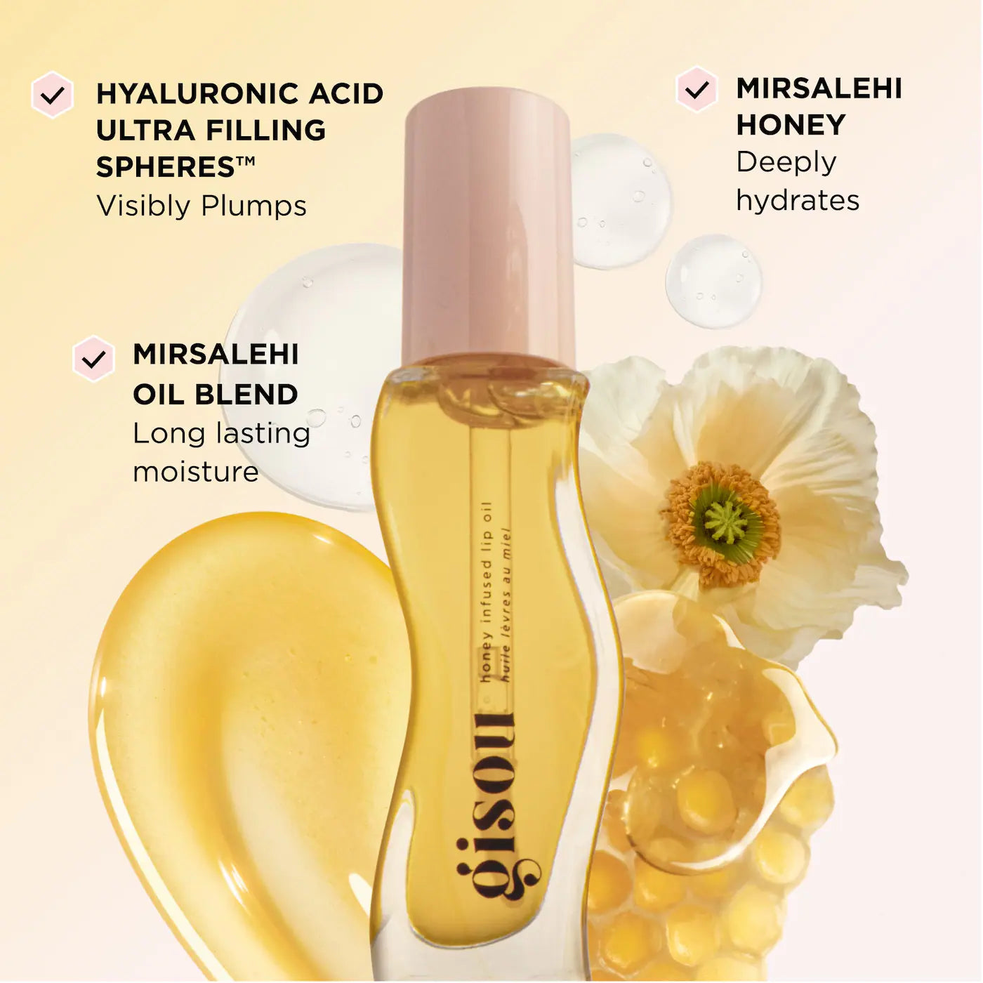 Gisou | Honey Infused Hydrating Lip Oil | Honey Gold