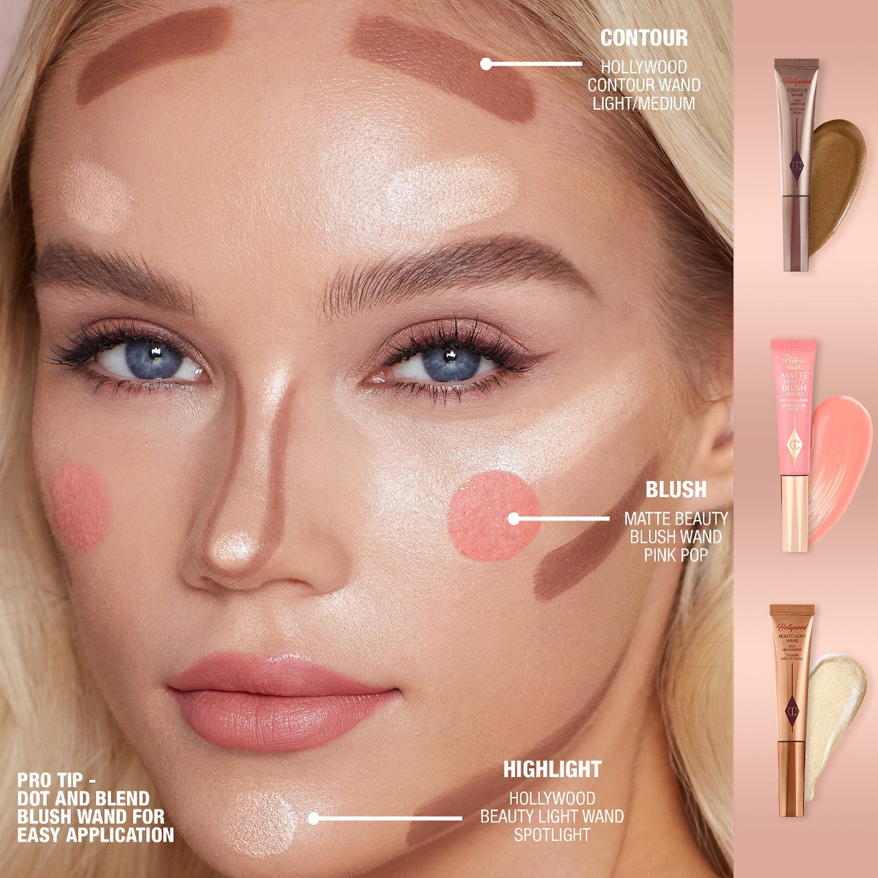 Charlotte Tilbury | Matte Beauty Blush Wands | Dream Pop (matte cherry-pink)