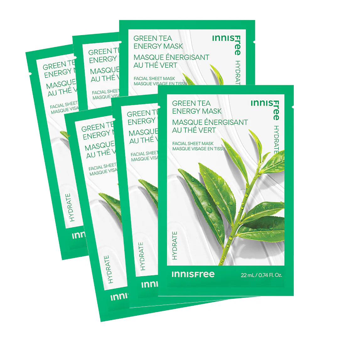 Pre-orden: Innisfree | Hydrating Sheet Mask 6 Pack | Green tea Energy mask