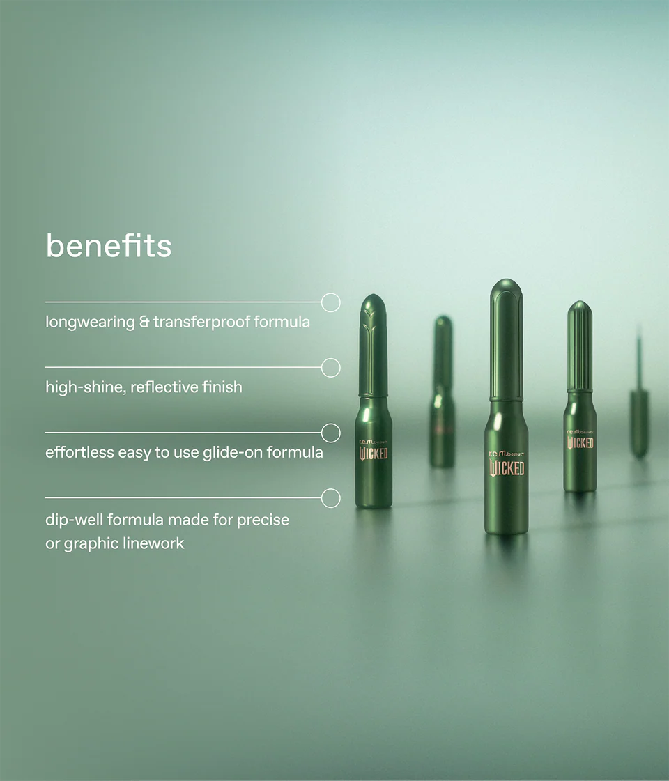 Pre-orden: r.e.m. beauty x Wicked | For Good Emerald City Metallic Eyeliner Set