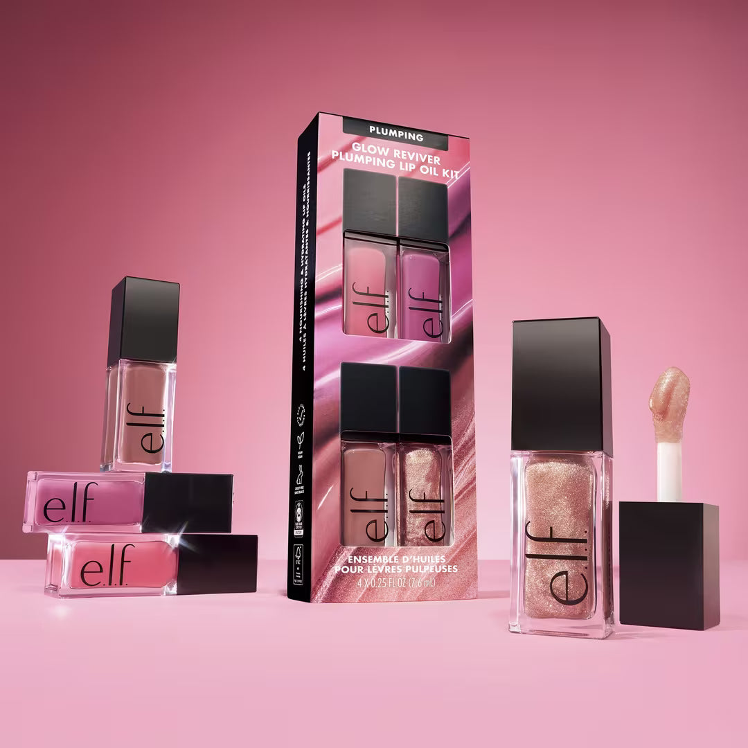 e.l.f. Cosmetics | Glow Reviver Plumping Lip Oil Kit (kit de aceite labial revitalizante con efecto de volumen)