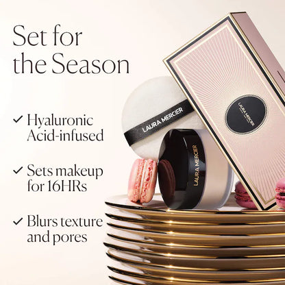 Pre-orden: Laura Mercier | Indulgent Icons Ultra-Blur Translucent Loose Setting Powder & Velour Puff Duo Gift Set
