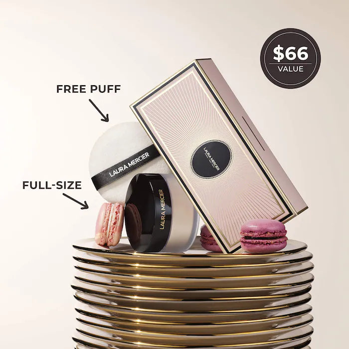 Pre-orden: Laura Mercier | Indulgent Icons Ultra-Blur Translucent Loose Setting Powder & Velour Puff Duo Gift Set