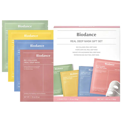 Pre-orden: Biodance | Real Deep Mask Gift Set - 4 Masks for Pore Care, Hydration, Calming and Dark Spot Treatment