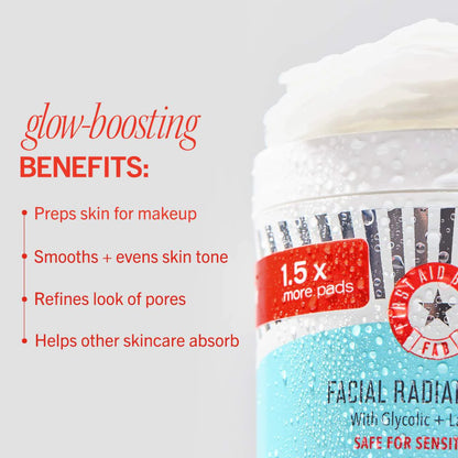 Pre-orden: First Aid Beauty | Facial Radiance Pads with Glycolic + Lactic Acids – Exfoliating Pads with AHA