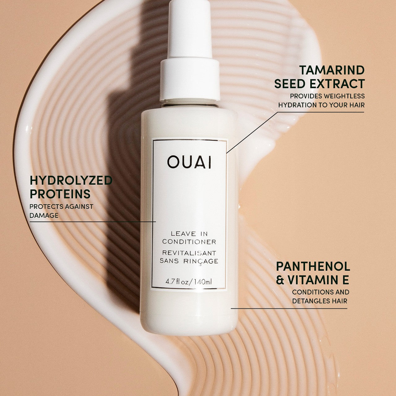 OUAI | Detangling and Frizz Fighting Leave In Conditioner | 4.7 oz/ 140 mL