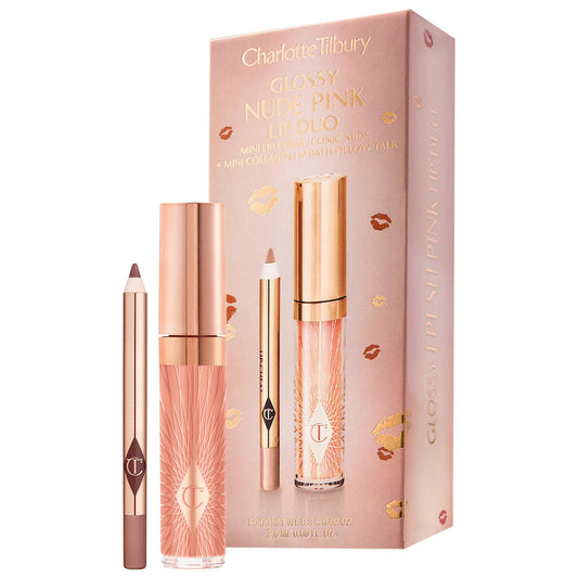 Sephora Sale: Charlotte Tilbury | Mini Glossy Pink Lip Gloss + Lip Liner Set | Nude Pink