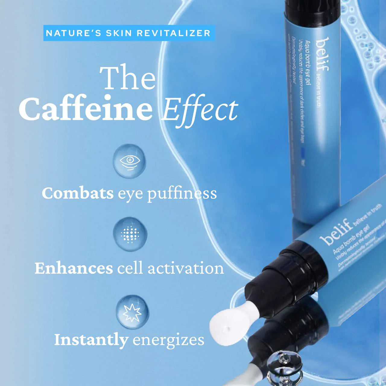 Pre-orden:  belif | Aqua Bomb Depuffing Eye Gel with Caffeine + Hyaluronic Acid