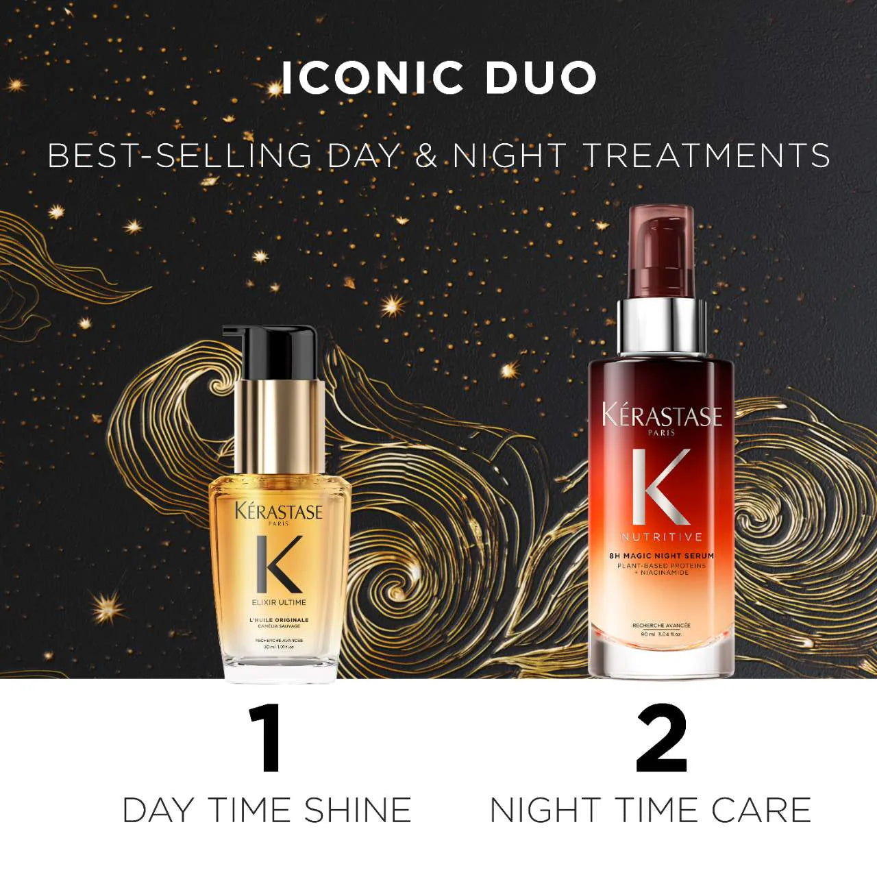 Pre Venta: Kérastase | Iconic Hair Heroes Gift Set: 8H Magic Night Serum & Mini Elixir Ultime Hair Oil