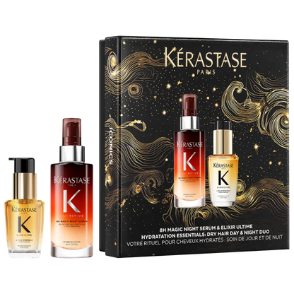 Pre Venta: Kérastase | Iconic Hair Heroes Gift Set: 8H Magic Night Serum & Mini Elixir Ultime Hair Oil