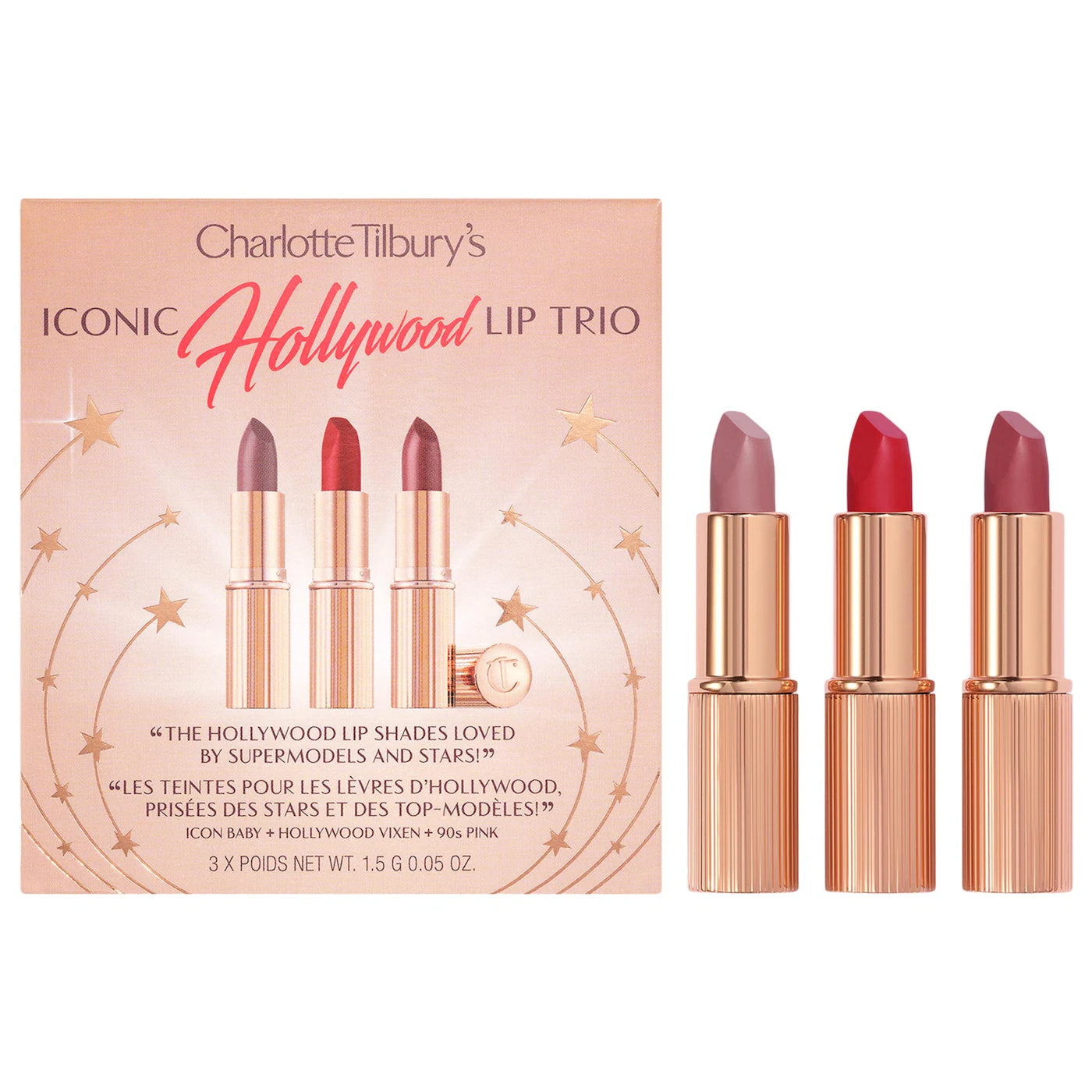 Pre Venta: Charlotte Tilbury | Mini Iconic Hollywood Lipstick Trio Set