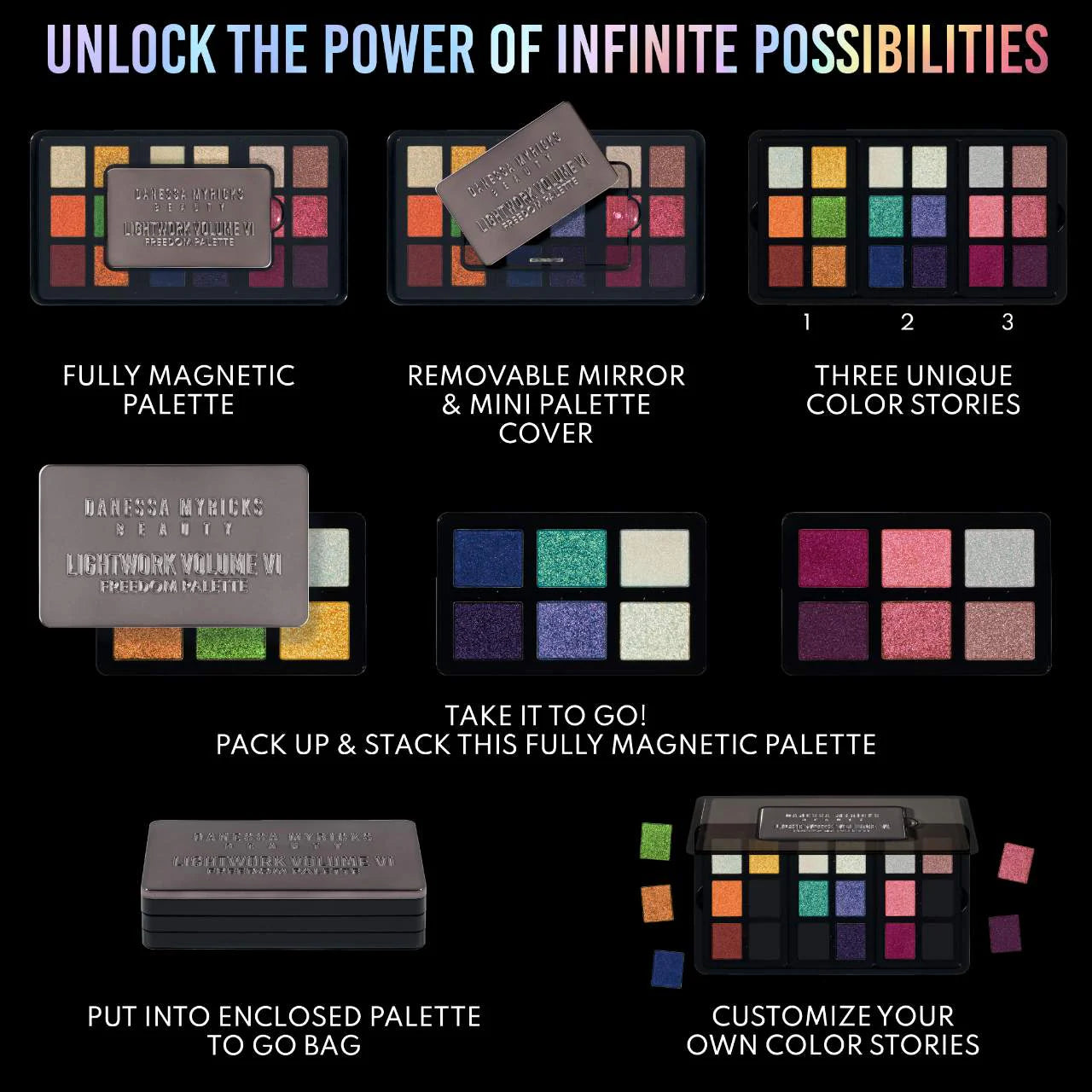 Pre Venta: Danessa Myricks Beauty | LIGHTWORK VI The Freedom Palette: Magnetic, Customizable, Stackable Palette with Illuminating Pigments for Eyes, Face & Lips