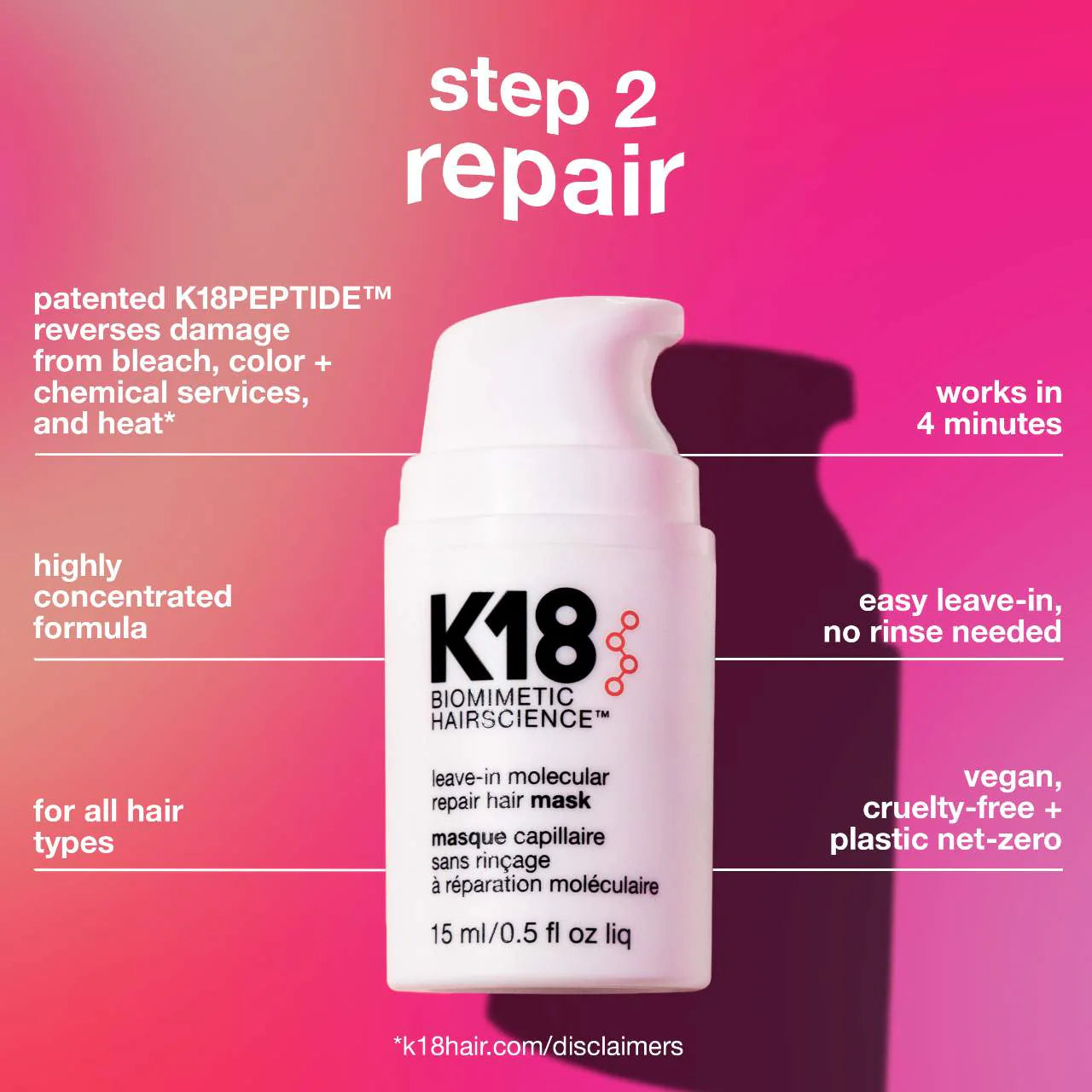 Pre Venta: K18 Biomimetic Hairscience | Ultimate Reset + Repair Hair Mask and Shampoo Set