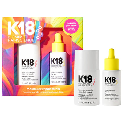 Pre Venta: K18 Biomimetic Hairscience | Mini Molecular Repair Hair Mask & Oil Value Set