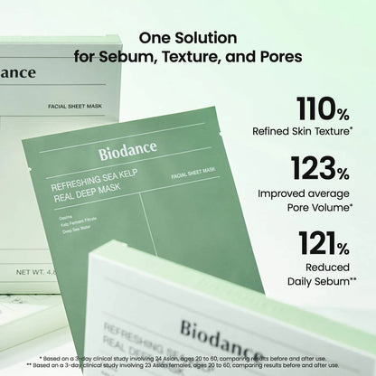 Pre-orden: Biodance | Refreshing Sea Kelp Real Deep Mask - 4 pack for Calming & Sebum Control