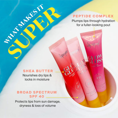 Pre-order: Supergoop! | Glow Gloss Lip Balm with Peptides and Shae Butter