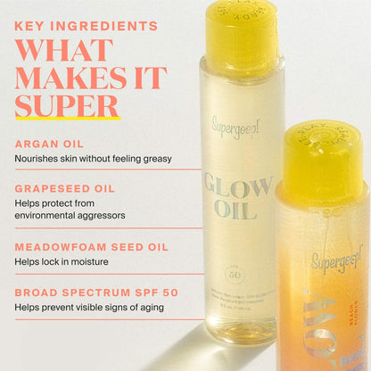 Pre-order: Supergoop! | Glow Oil SPF 50 Body Oil with Coconut, Vanilla & Fig