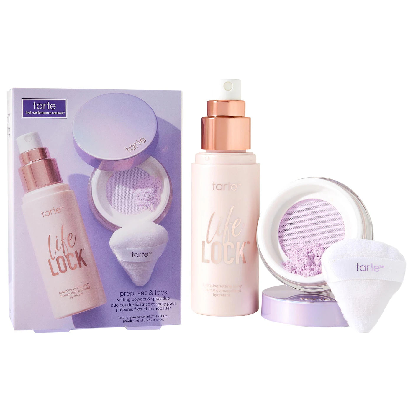 Pre-orden: tarte | prep, set & lock setting powder & spray duo