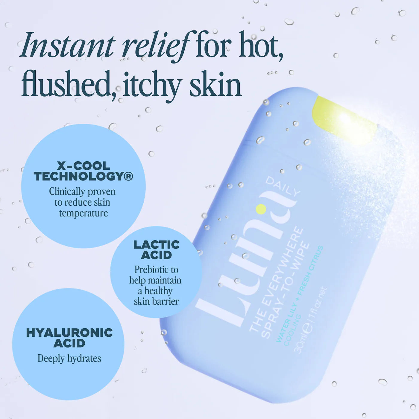 Pre-orden: Luna Daily | The Everywhere Spray-to-Wipe 30ml - Cooling Water Lily + Fresh Citrus