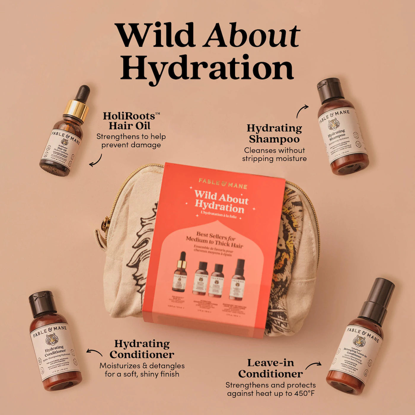 Pre-orden: Fable & Mane | Wild about Hydration Minis Gift Set for Thick & Damaged Hair