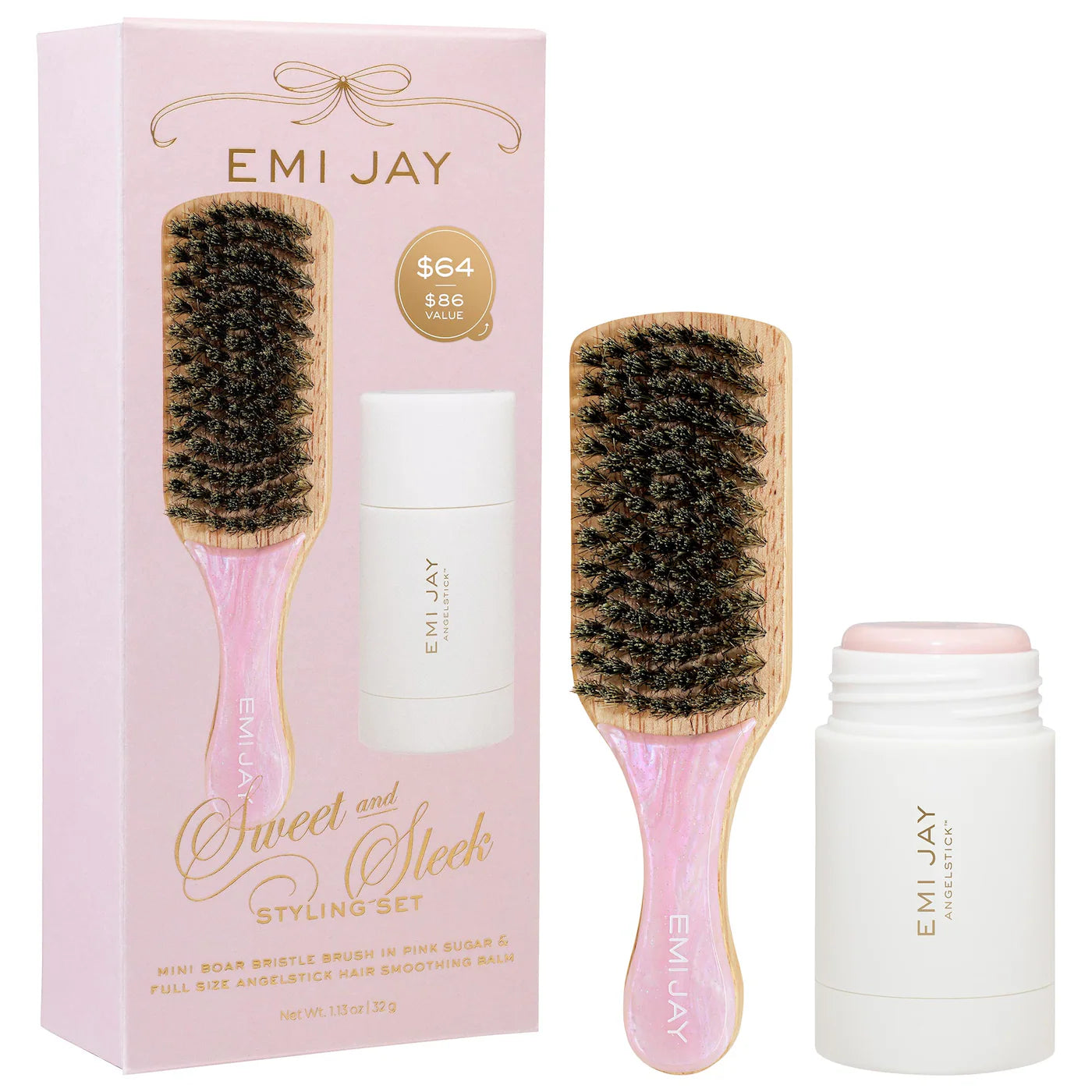 Pre-orden: Emi Jay | Sweet and Sleek Styling Gift Set with Angelstick™ and Mini Boar Bristle Brush