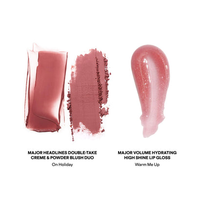 Pre-orden: PATRICK TA | Patrick's Glow and Gloss Set: Major Headlines Blush Duo and Lip Gloss Makeup Gift Set | Warm Me Up