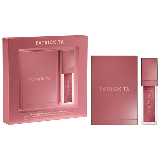 Pre-orden: PATRICK TA | Patrick's Glow and Gloss Set: Major Headlines Blush Duo and Lip Gloss Makeup Gift Set | Warm Me Up