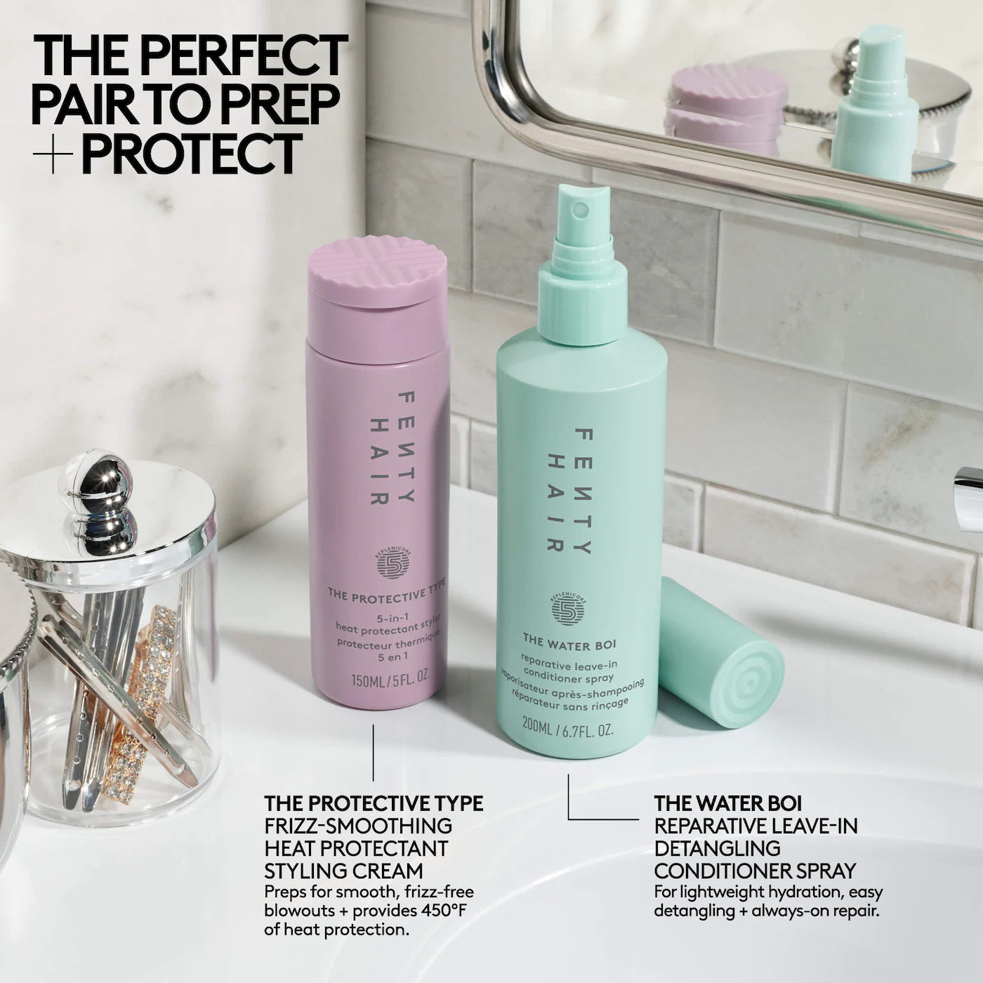 Pre-orden: Fenty Beauty by Rihanna | The Hot & Hydrated Ones Heat Protectant & Leave-In Conditioner Hair Gift Set