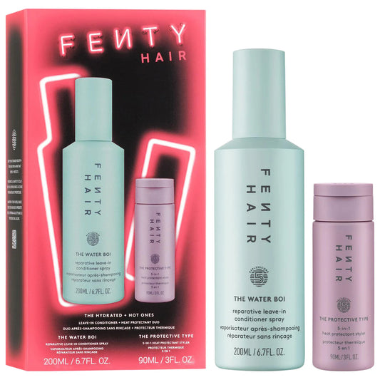 Pre-orden: Fenty Beauty by Rihanna | The Hot & Hydrated Ones Heat Protectant & Leave-In Conditioner Hair Gift Set