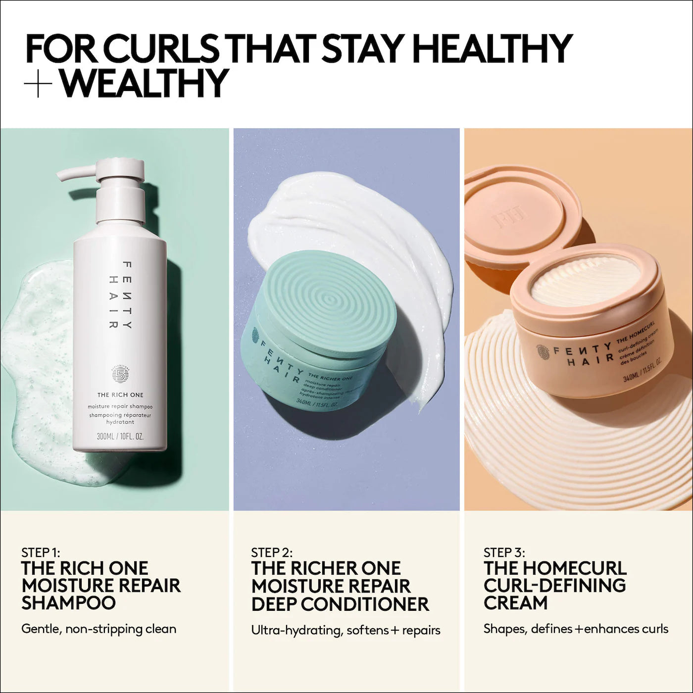 Pre-orden: Fenty Beauty by Rihanna | The Rich Curls 3-Piece Curl-Defining Hair Gift Set