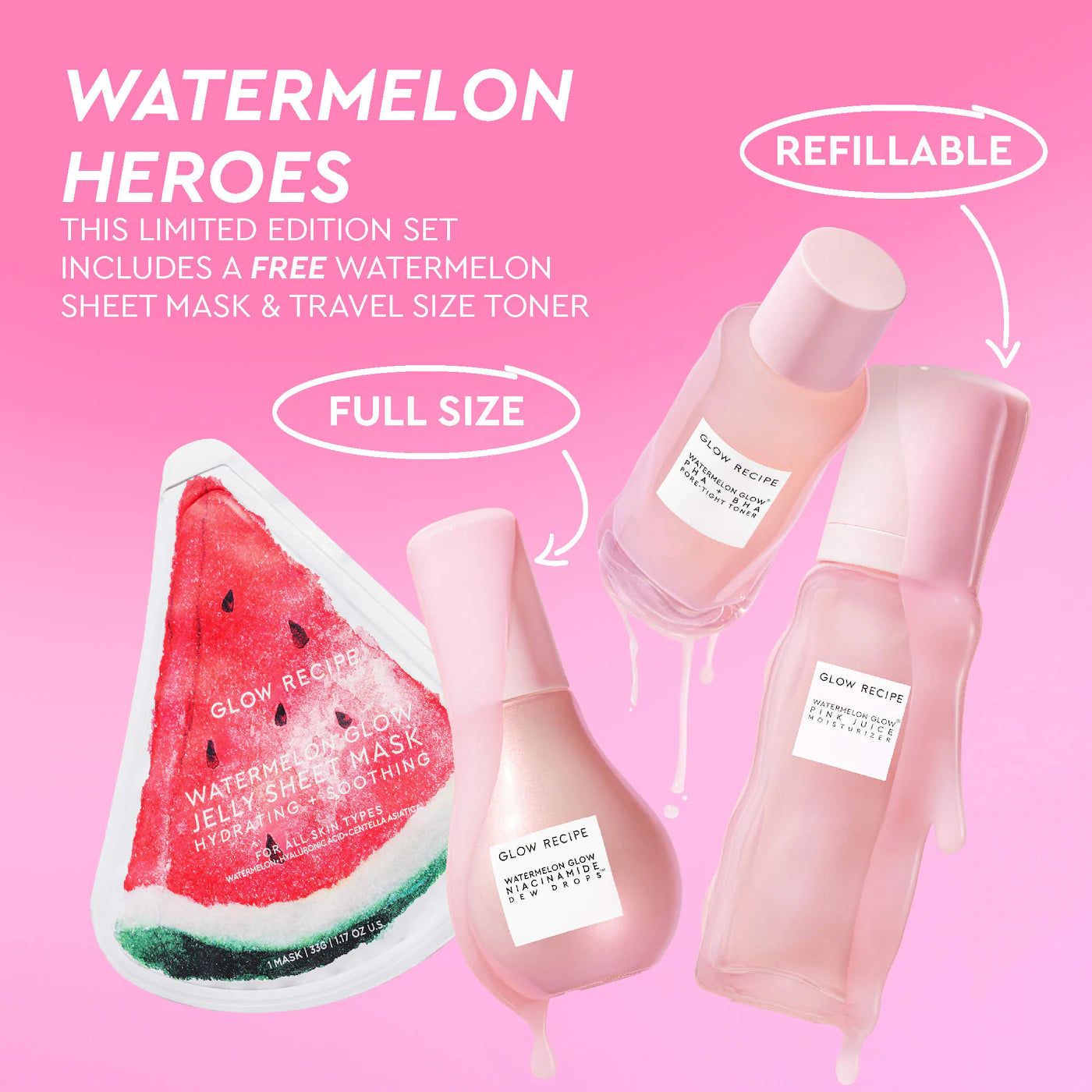 Pre-orden: Glow Recipe | Watermelon Glow Dewy Skin Routine Gift Set