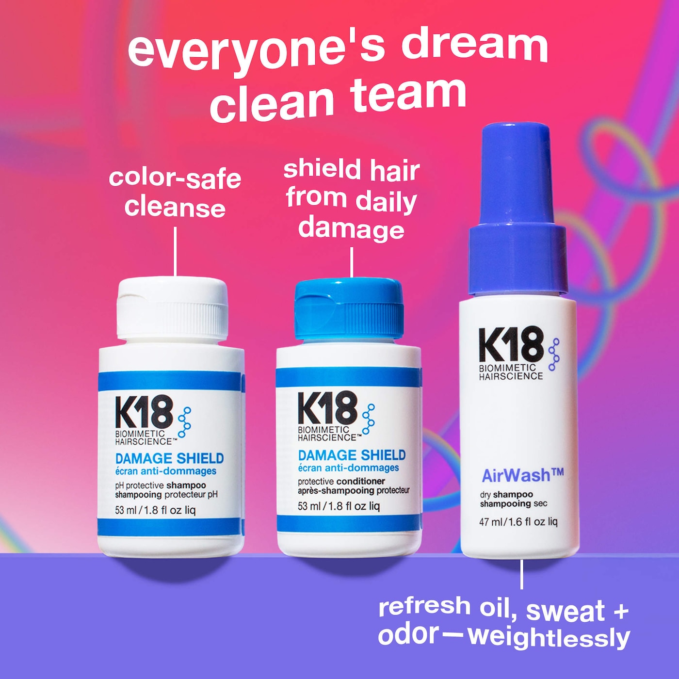 Pre-orden: K18 Biomimetic Hairscience | Clean Streak Minis Hair Gift Set