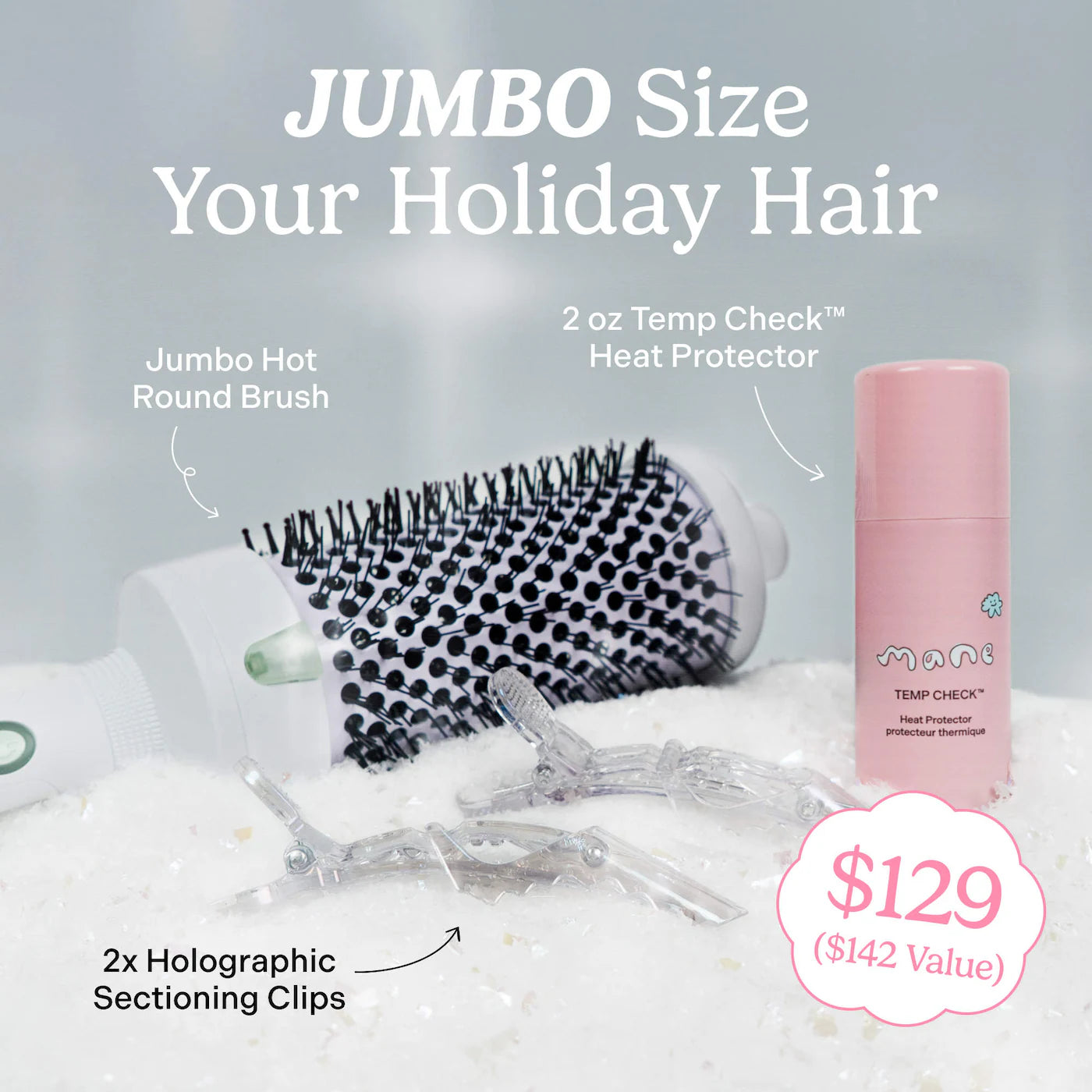 Pre-orden: Mane | It's Giving Body Jumbo Hot Round Brush and Heat Protectant Hair Gift Set