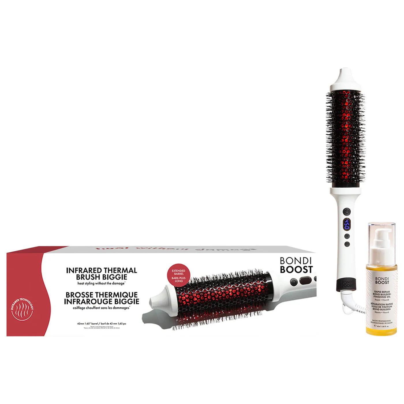 Pre-orden: BondiBoost | Infrared Heated Long Barrel Round Brush and Rapid Repair Bond Builder+ Hair Oil Gift Set