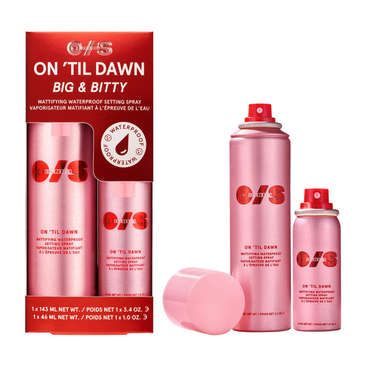 Pre-orden: ONE/SIZE by Patrick Starrr | On 'Til Dawn Mattifying Waterproof Setting Spray Big & Bitty Duo