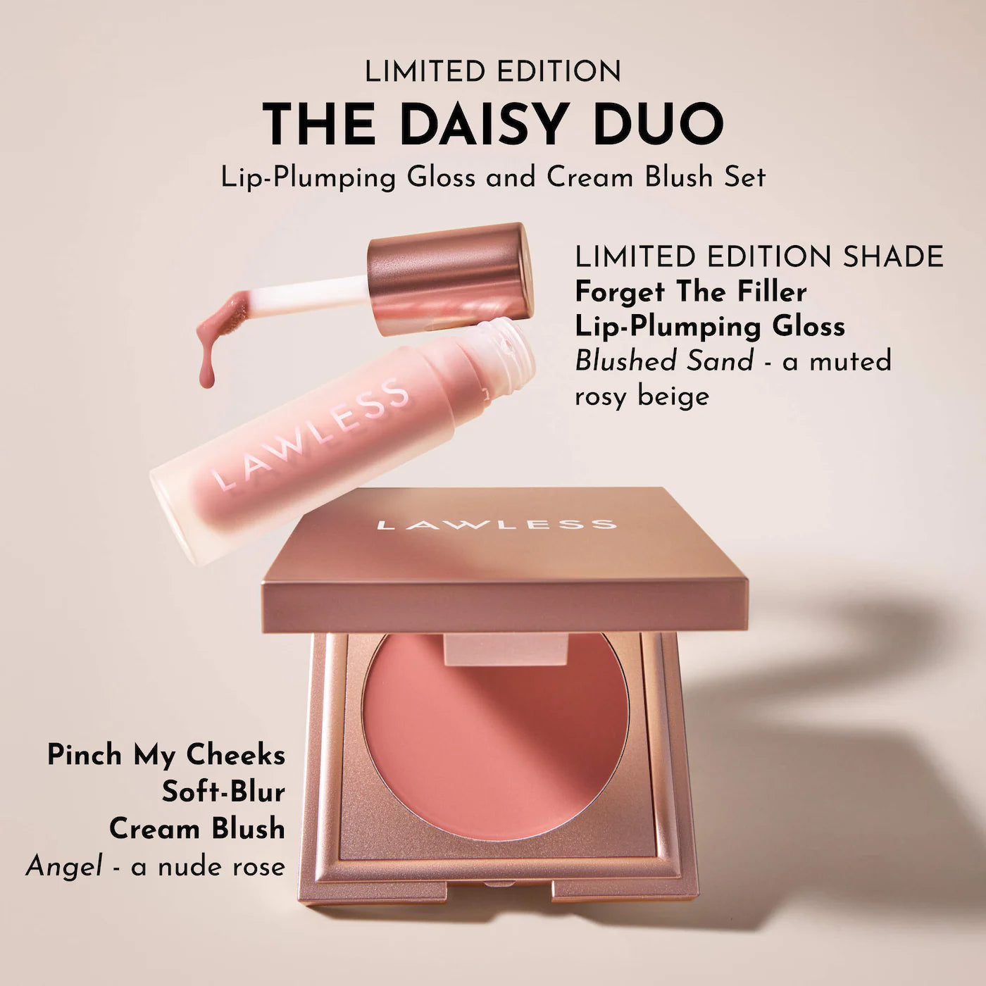 Pre-orden: LAWLESS | The Dreamy Daisy Lip-Plumping Gloss and Cream Blush Set