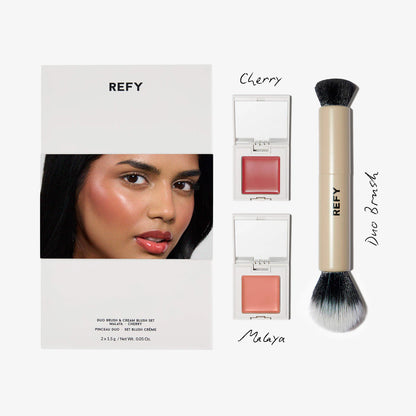 Pre-orden: REFY | Cream Blush Duo with Duo Face Brush Gift Set