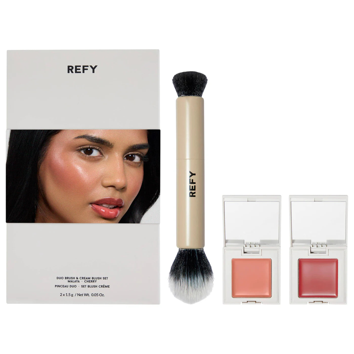 Pre-orden: REFY | Cream Blush Duo with Duo Face Brush Gift Set