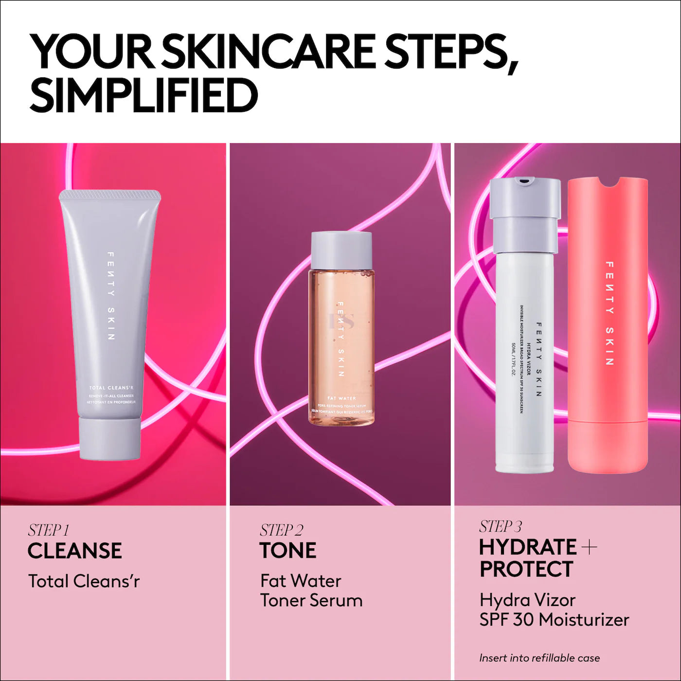 Pre-orden: Fenty Beauty by Rihanna | Skincare Lov'rs Cleanser, Toner, SPF Moisturizer + Collector's Case