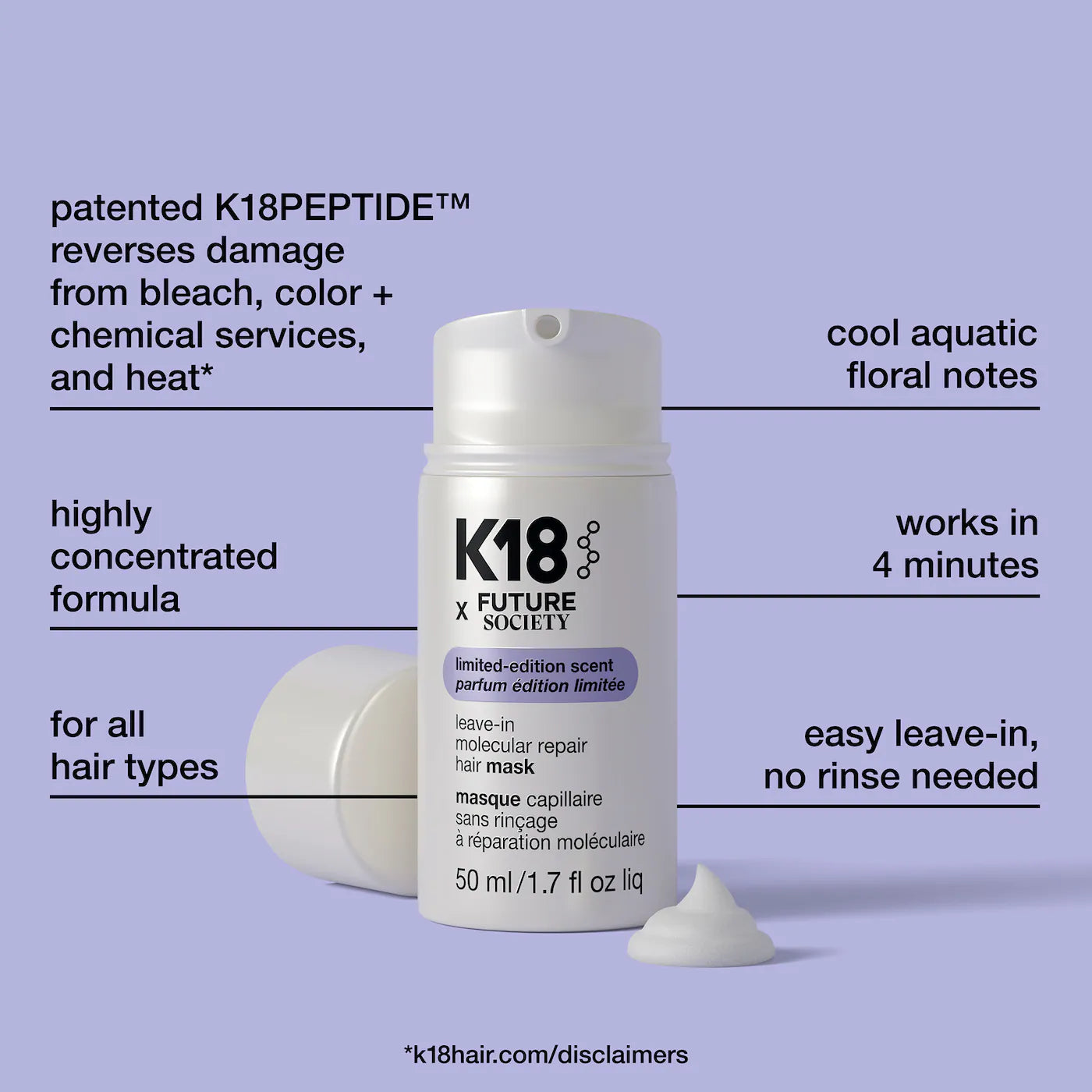 Pre-orden: K18 Biomimetic Hairscience | Leave-In Molecular Repair Hair Mask (Edición limitada)
