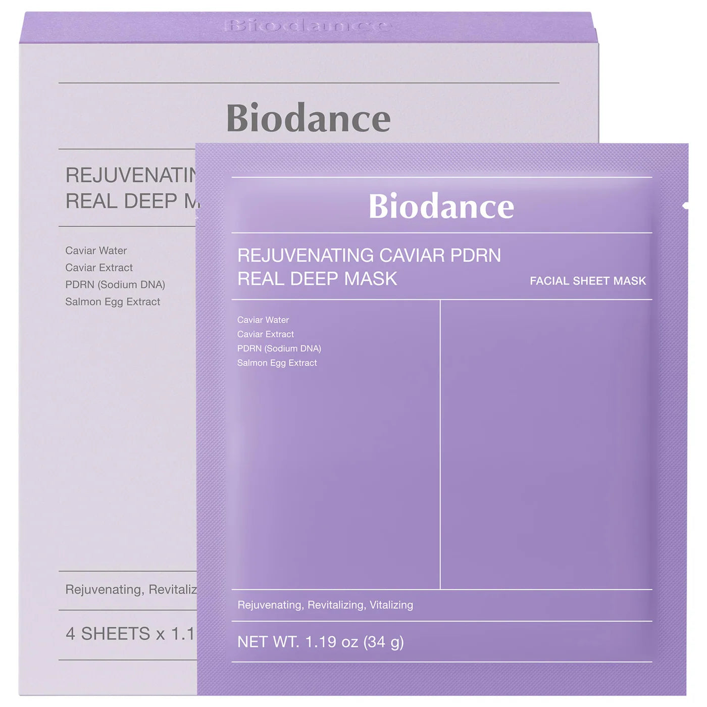 Pre-orden: Biodance | Rejuvenating Caviar PDRN Real Deep Mask - 4 Pack for Natural Skin Renewal & Firming